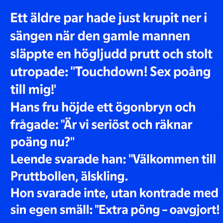 Ett äldre par hade precis krupit ner i sängen och gosat in sig.