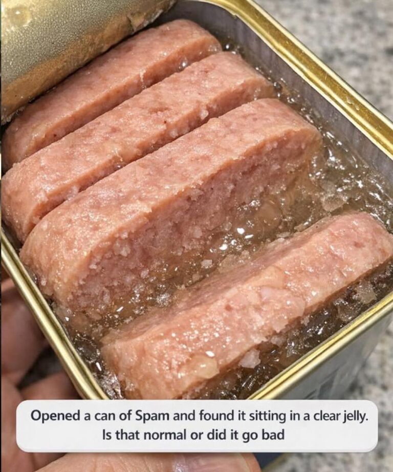 I opened a can of Spam and found it sitting in a clear jelly. Is that normal or did it go bad