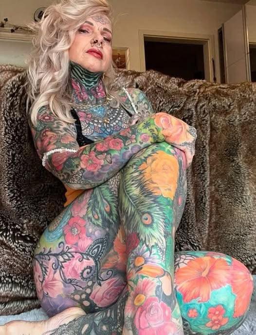 Grandma reveals what she looked like before full body tattoos