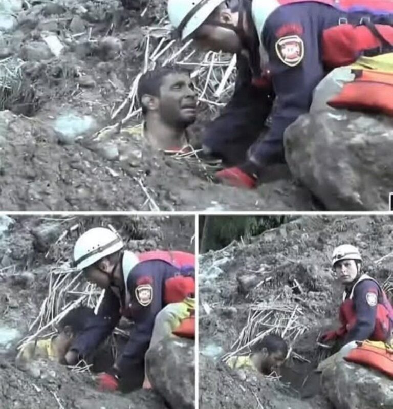 HAUNTING SCENE: Man Holds His Children Tight, Then Signals Rescuers… To Bury Them All
