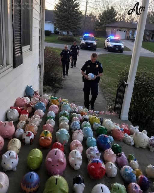 My 6-Year-Old Son Gave All His Savings to Help Our Elderly Neighbor – The Next Morning, Our Yard Was Filled with Piggy Banks, and Patrol Cars Were Everywhere