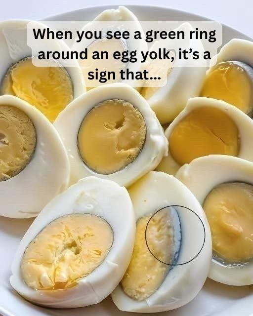 Why does a green ring appear around hard-boiled eggs?